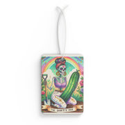 Car Air Freshener — Colorful Day of the Dead Skeleton with Cactus ("The Dirty Hoe")